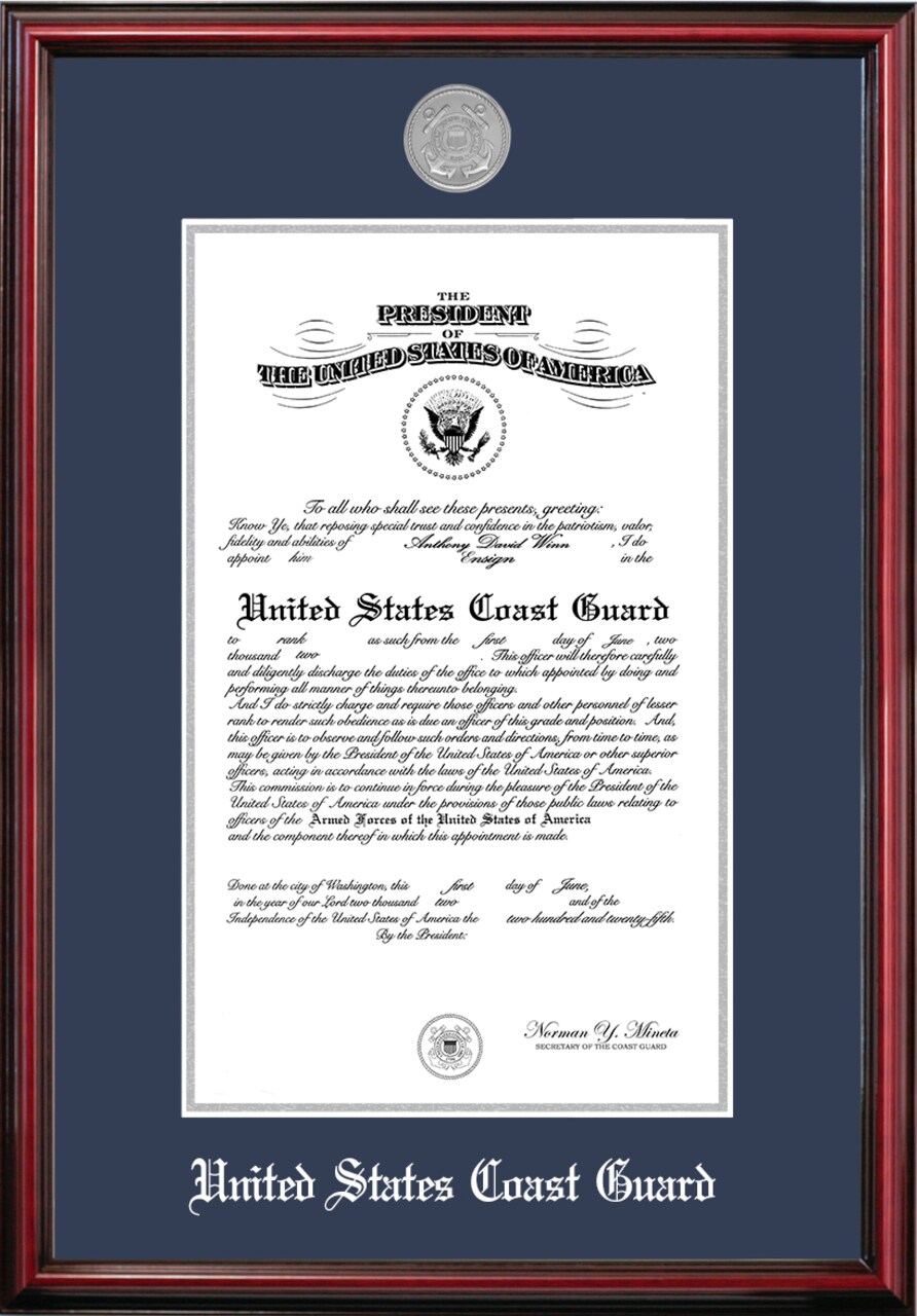 Patriot Frames Coast Guard 10x14 Certificate Petite Frame with Silver Medallion
